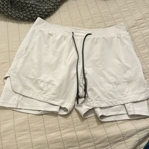 ASRV cream/khaki athletic shorts